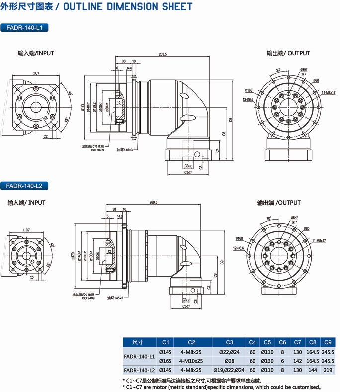 FADR140行星减速机外形尺寸图