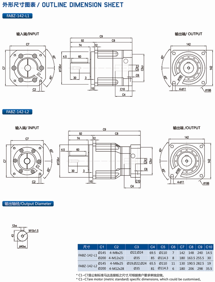 FABZ142型行星精密减速机安装尺寸图