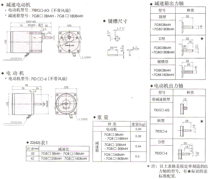 韩国DKM普通异步电动机6W安装尺寸图