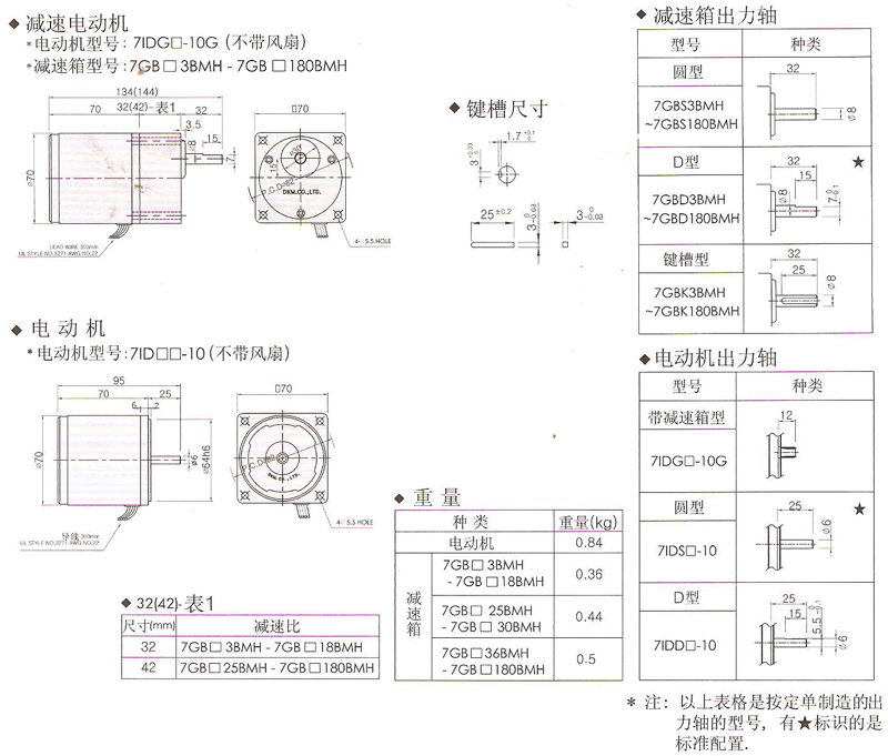 韩国DKM普通异步电动机10W安装尺寸图