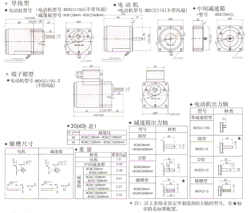 韩国DKM普通异步电动机15W安装尺寸图