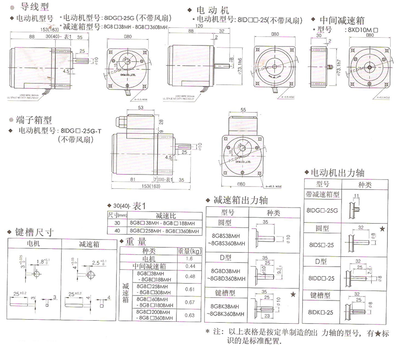韩国DKM普通异步电动机25W安装尺寸图