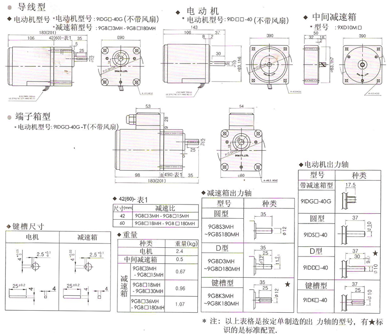 韩国DKM普通异步电动机40W安装尺寸图