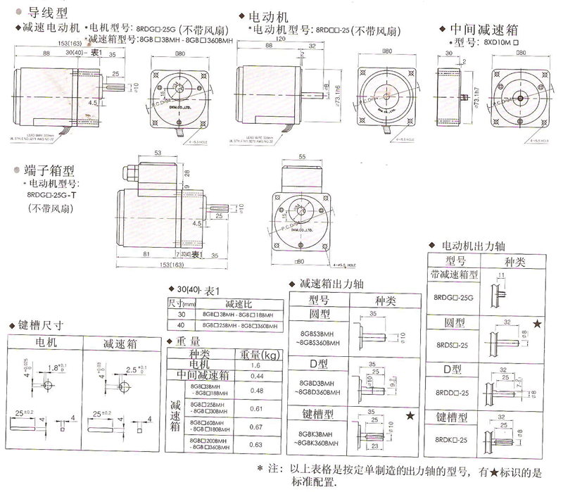 韩国DKM可逆电动机25W的安装尺寸